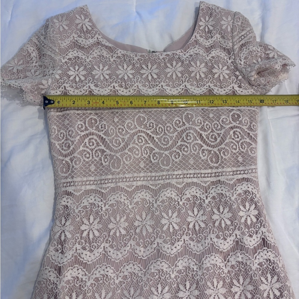 Vintage 90s Ann Taylor Champagne/Ivory Lace Mini Dress 4P - Picture 8 of 16
